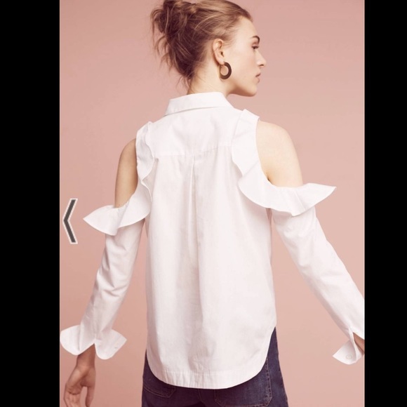 Anthropologie Maeve Ruffled open shoulder blouse - Picture 3 of 4